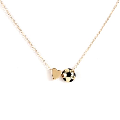 Image of Mikovivi Football Necklace for Woman, Gold-Colored Sport Theme Soccer Heart Pendant Necklace Inspirational Jewelry for Fans Coaches Female Players