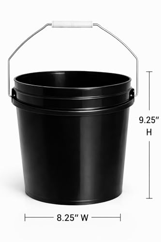 Image of MKS Plastics 2-Gallon Bucket with Airtight Lid - Made in USA, Food Grade BPA Free Plastic, Heavy Duty Multi-Use, Metal Handle with Grip, Stackable Storage - - Black, 1 Pack