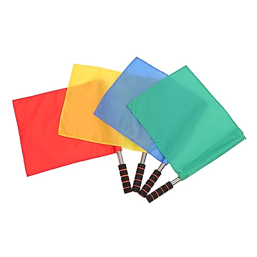 OSOLADY Multi-Purpose Flag Set 4pcs Red Green Yellow Safety Flags for Horse Training Match Waving Racing Activities
