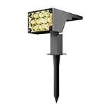 Luminária Spot Solar (2ª Geração) de Longo Alcance Espeto Jardim Externo 12h Refletor Luz Branco Quente Amarelo 3000k LED | 2 Anos Garantia Oversun
