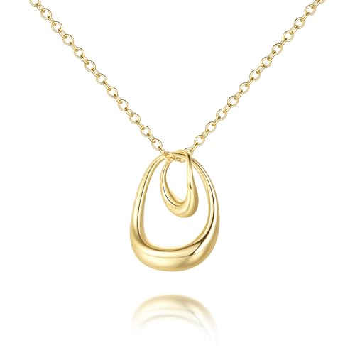 Gold Pendant Necklaces 14K Gold Necklaces for Women Trendy Combine Simplicity with a Touch of Playfulness Unique Interlocking Pendant Necklace for Women