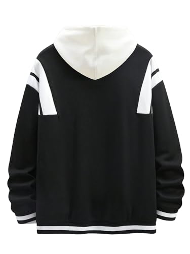 WDIRARA Men's Letter Print Two Tone Baseball Jacket Drop Shoulder Long Sleeve Varsity Coat Outerwear2