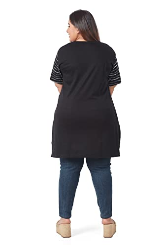 Image of CUPID Women's Cotton Plus Size Half Sleeves Long Top for Semi Summers with One Side Pocket for Ladies Printed T Shirt 3XL to 7XL