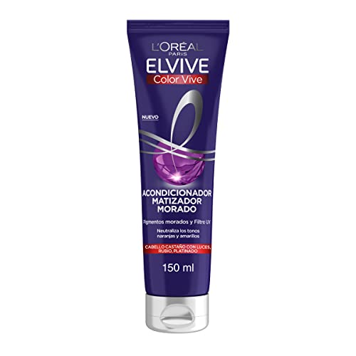 Cuidado Para El Cabello, Compra de libro digital L'Oréal Paris Acondicionador con pigmentos morados y filtro UV Elvive Purple neutraliza los tonos naranjas y amarillos para cabello castaño con luces, rubio,...