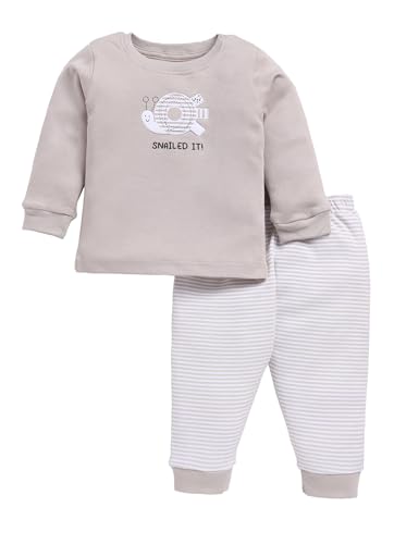Image of Smart Baby Boy's Cotton Long Sleeve T-Shirt & Pyjama Set | Soft Interlock Fabric | Fun Animal Print | 0-18 Months
