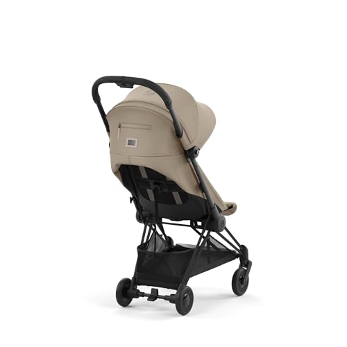 Image of Cybex Coya Compact Stroller, Lightweight One-hand Fold, Travel-Friendly Pram for Newborns, Infants, and Toddlers, Age 0-4 years, Flat Recline Position, One Pull Harness, Hand Luggage Compatible, Stroller (Cozy Beige and Black Frame)