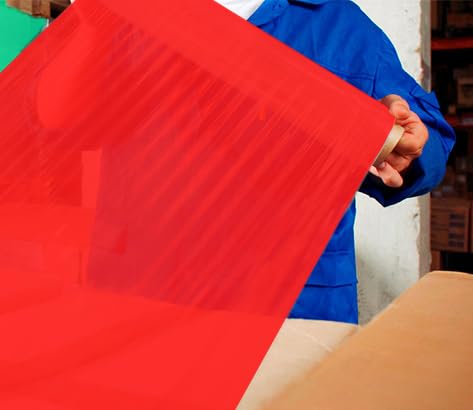 OFITURIA Film Rot zum Verpacken von 50 cm x 300 m Länge, elastische Folie, manuelle Verpackung (Rot, 1 Rollen)