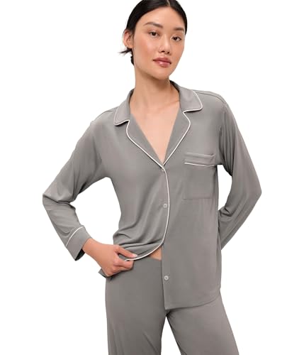 Image of Eberjey Gisele Classic Women's Pajama Set | Long Sleeve Shirt + Long Pants