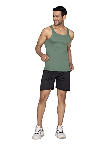 Image of XYXX Men's 100% Cotton Ribbed Regular Fit Solid Square Neck Vest | Anti Bacterial Finish, Racer Back Baniyan for Man, Tag Free Comfort Man's Inner