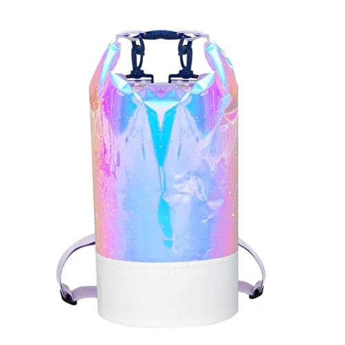 Bolsa Seca Impermeable de PVC Holográfica 20L, Mochila de Dobles Correas, Bolsa Bucket Impermeable para Kayak, Bote y Deportes al Aire Libre miniatura 1