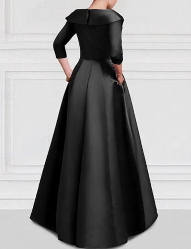 A-Line Vintage Elegant Evening Gown Embroidered Floor Length Long Sleeve V Neck Satin Formal Dress with Appliques4