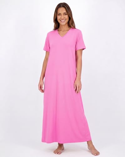 Image of Real Essentials 3 Pack: Women's Soft Maxi Long Nightshirt Short Sleeve Soft Nightgown Sleep Dress (Available in Plus Size)