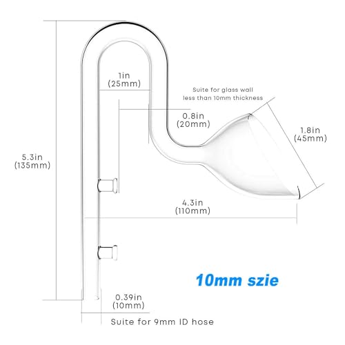 Image of Aquatic Mini Glass Lily Pipe Protein Skimmer Inflow and Outflow for Mini Nano Tank Filter System for Fish Tank Accessories (mini 10mm Out)