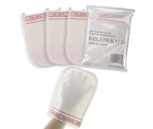 Kelebek Turkish Hammam Kese | 4 PCS Premium Exfoliating Glove for Body | Exfoliating Mitt | Dead & Dry Skin Cleanser | Body Scrub To Have a Soft Skin | The Best Skincare Kit for Women&Men
