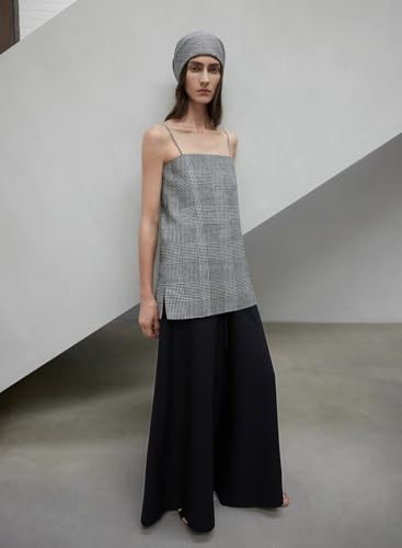 Palazzo Pants for Women - Wide Leg Flowy Dress Pants - Elastic Stretch Waist Womens Wide A-line Culottes with Pockets3