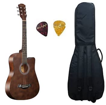 I-280-WBR 38 Inch Dual Action Truss Rod Brown Cutaway Acoustic Guitar With Bag and Picks-image-1