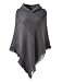 Produktbild Ferand Damen Kapuzen Poncho mit Häkelborde, Cape für Frauen aus Strickmaterial mit Zierfransen, Grau
