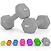 SPORTNOW Set of 2 Hex Dumbbells, Neoprene Weights Pair with Non-Slip Grip, Home Gym Fitness Training Equipment, 2 x 6kg, Grey