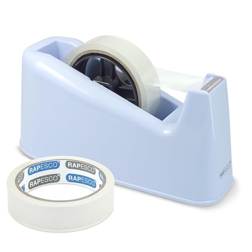 Rapesco 1488 Heavy Duty Tape Dispenser 500 with 2 Tape Rolls Powder Blue
