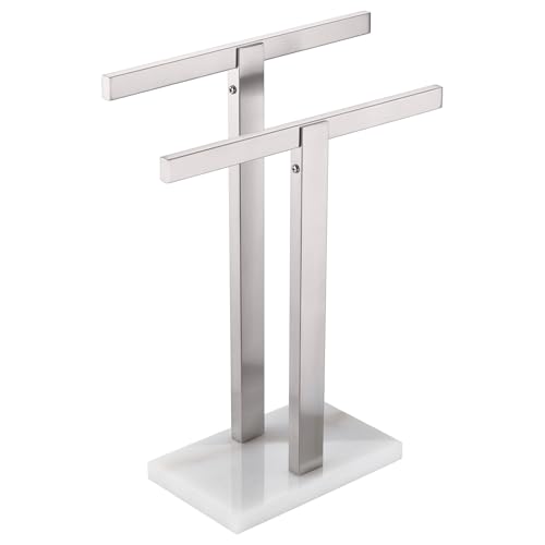 Image of KOKOSIRI Hand Towel Holder Free-Standing Towel Racks with Marble Base for Bathroom Kitchen Vanity, Brushed Stainless Steel 15.7'' Height THS0001-SM-BR