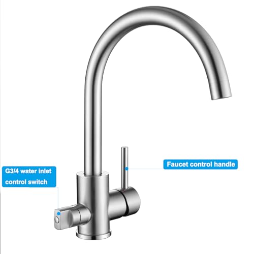 Tondiy Wasserhahn Küche für Geschirrspüler, Küchenarmatur mit 3/4 Zoll Anschlusss, Hochdruck Spültischarmatur Küchen Mischbatterie mit 360° drehbar Auslauf, Matt