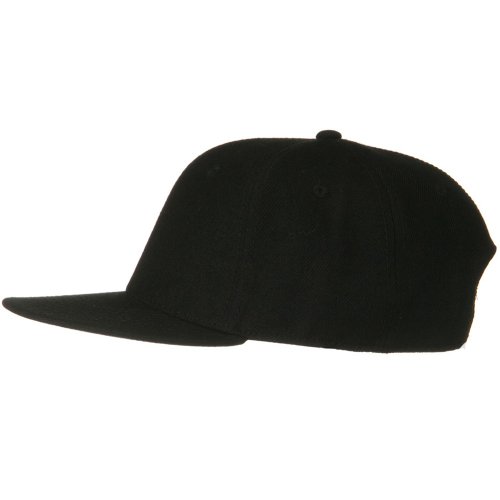 Wool Blend Flat Visor Pro Style Snapback Cap - Black #TOP4
