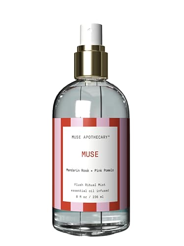 Muse Apothecary Flush Ritual - Aromatic &amp; Refreshing Toilet Spray, Use Before You Go, 8 oz, Infused with Natural Essential Oils - Great Valentine's Day Gift - Mandarin Rosè + Pink Pomelo