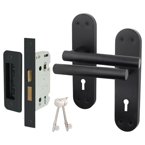 EAI Black Door Handle Key Lock Set Cover