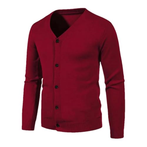 Autumn Men's V-Neck Sweatercoat Knitted Fit Solid Color Casual Cardigan Men Long Sleeve Knitwear Korean Style Sweater 5