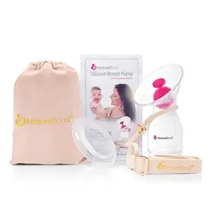NatureBond Silicone Breastfeeding Manual Breast Pump Milk Catcher/Saver Nursing Pump | All-in-1 Pump Strap, Stopper, Cover Lid, Carry Pouch, Air-Tight Vacuum Sealed in Hardcover Gift Box. BPA Free