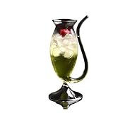 FGUJSUR Transparent Creative Wine Glass Cup Cocktail with Straw For Drinks Beer Clear Glasses Drinkware Bar Tool Gift(02)