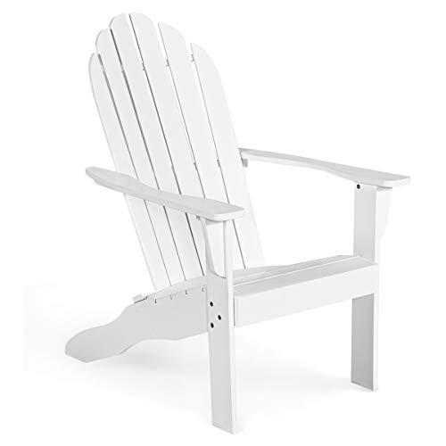 Giantex Adirondack Chair Acacia Wood Outdoor Chairs With 350 Lbs Weight Capacity, Weather Resistant Lounge Armchair For Yard, Patio, Garden, Poolside, Balcony, Deck Fire Pit Chairs, White #TOP3