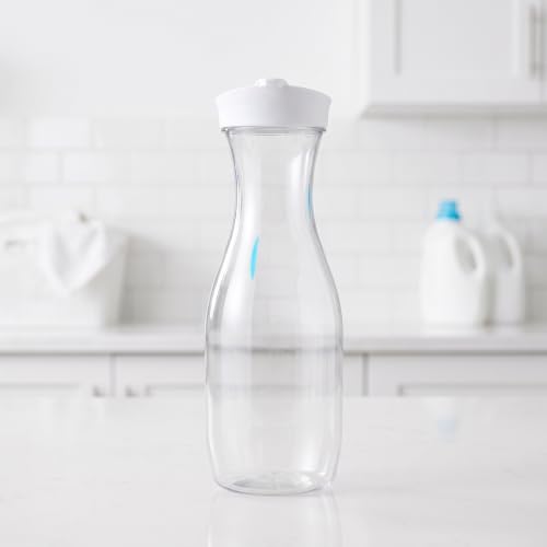 OUNONA 3 butelki z dozownikiem do mydła w płynie, 1000 ml/33,8 uncji, przezroczyste, z pokrywkami, do płynu do mycia naczyń, proszku do prania i płynu do prania