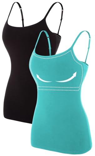 ATTRACO Women’s Cotton Camisole Shelf Bra Spaghetti Tank
