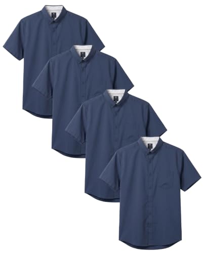 Image of Visive Mens Shirts Multi Packs Short Sleeve Button Down Dress Shirts Solid Color Big and Tall