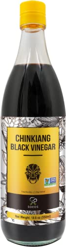 Soeos Chinkiang Vinegar, 18.6 Fl Oz (550Ml), Chinese Black Vinegar, Traditional Black Chinese Vinegar, Organic Black Vinegar, Zhenjiang Black Vinegar, Zhenjiang Xiangcu, Black Rice Vinegar | Condiment For Cooking Noodles, Braised Meat, Cold Appetizers #TOP1
