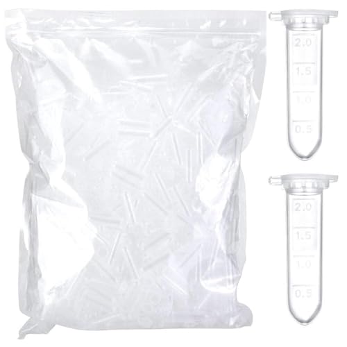 Zoomto ZOOMTO-011-2ML Microcentrifuge Tubes 1000Pcs,Centrifuge Tubes With Attached Lid,Clear Round Micro Centrifuge Small Sample Bottle Vials Container For Lab,Plastic Lab Snap Tubes,[2Ml cover