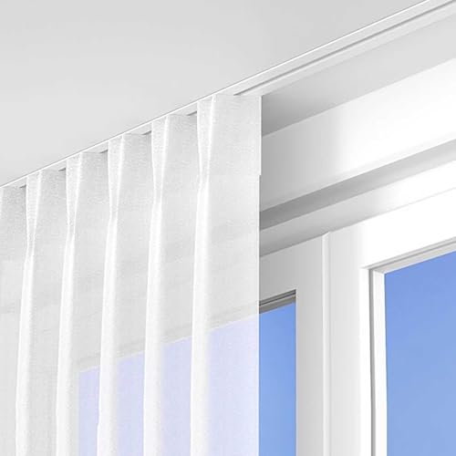 Versenkte Vorhangschienen Unsichtbare Vorhangschiene gardinenschiene 1 läufig Deckenvorhangschiene Aluminium Vorhangschiene for Fenster Dusch Vorhänge Raumteiler(Black,1.5m(4.9ft))