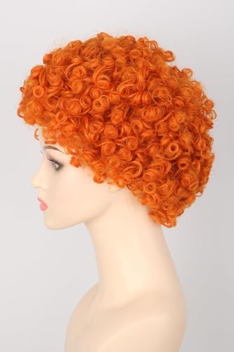 Perruque afro courte bouclée orange pour filles idéale pour Halloween
