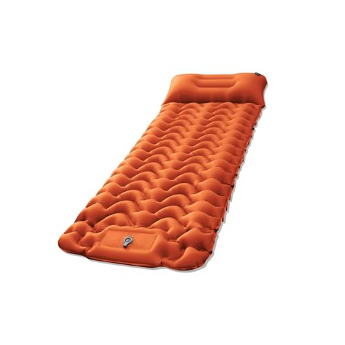 simerlook エアーマット キャンプ マット 足踏み式 寝心地よい 気密性 耐久性 枕付き コンパクト 超軽量 防水防潮 来客用 登山 災害用 車中泊 アウトド キャンプ用 携帯便利 収納袋付 折り畳み式 持ち運び便利 (オレンジ色)