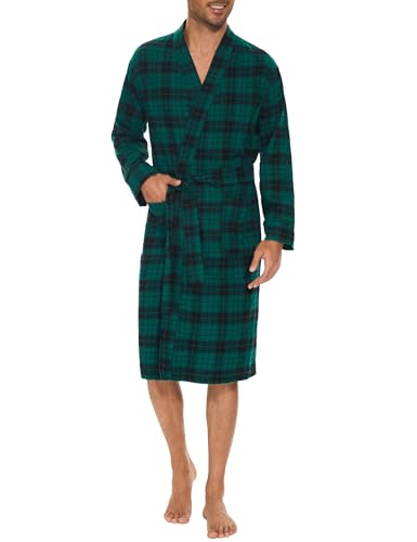 Zerbala Men's Flannel Robe Knee Length Plaid Bathrobe