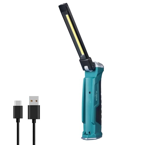 KLARUS Lampe de travail LED 550 lumens rechargeable, rotation &agrave; 180 &deg; + pliable &agrave; 180 &deg;, 7 modes Lampe de poche LED pour r&eacute;paration automobile, maison et ext&eacute;rieur