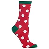 Hot Sox Women's Novelty Geometric Pattern Crew Socks, Large Polka Dots (Red), Shoe Size: 4-10 Size: 9-11