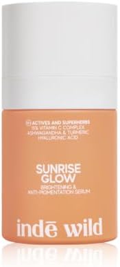 indē wild Sunrise Glow 15% Vitamin C Serum (30 ml) | With Turmeric, Niacinamide, Ashwagandha, and Hyaluronic Acid | Suited for Acne Scars, Hyperpigmentation, Brightening, Anti-Aging and Dry Skin