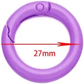 50Pcs Spring O Rings,Purple Zinc Alloy Round Carabiner Snap,Metal Spring Snap Clips Buckles for DIY Craft,Keyring,OD 27 mm