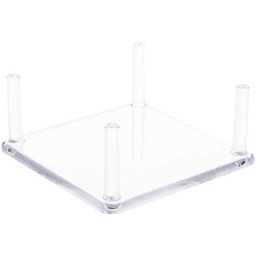 Plymor Clear Acrylic Square Base with 4 Display Prongs for Geode, Mineral or Crystal Cluster, 1.625