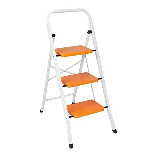 3 Step Ladder Folding Step Stool Steel Anti-Slip for Household Office Use 330lbs