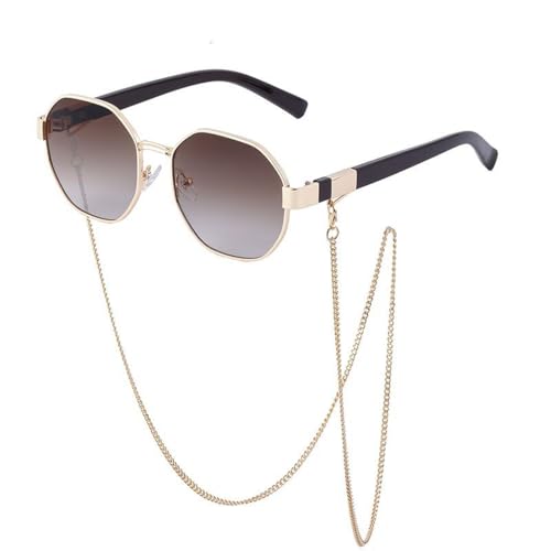 Lunettes de soleil octogonales protection UV400 totale avec chaîne bijou amovible
