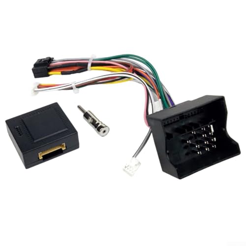 Faisceau de câblage autoradio 16 broches avec décodeur Canbus compatible avec Ford C-Max/Fiesta/Focus/Fusion/Kuga/Mondeo/S-Max/Transit - Matériau ABS - Noir