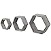 MyGift Rustic Gray Wood Hanging Shadow Boxes Display Case Wall Shelves with Hexagonal Shape, Set of 3